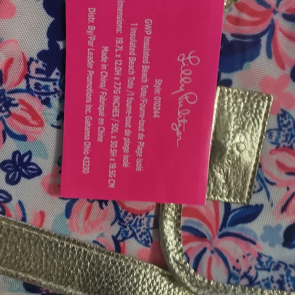 Lilly Pulitzer Pink, Blue & Gold Floral Tote - Picture 4 of 7